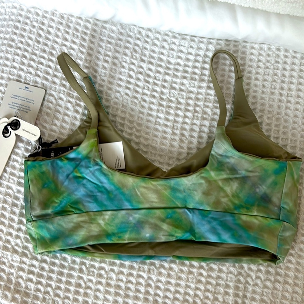 NWT Prana Blue Green tie dye Bikini Top Willow Falls Reversible Swim Sporty - Picture 6 of 10